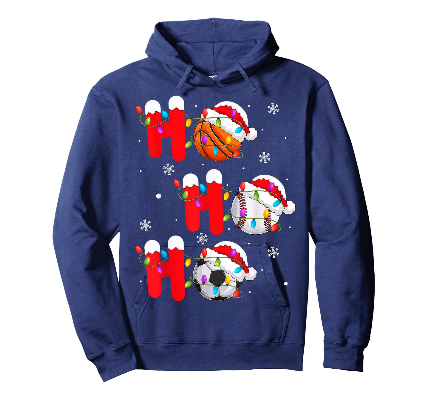 Basketball Baseball Soccer Christmas Ho Ho Ho Santa Xmas T-Shirt