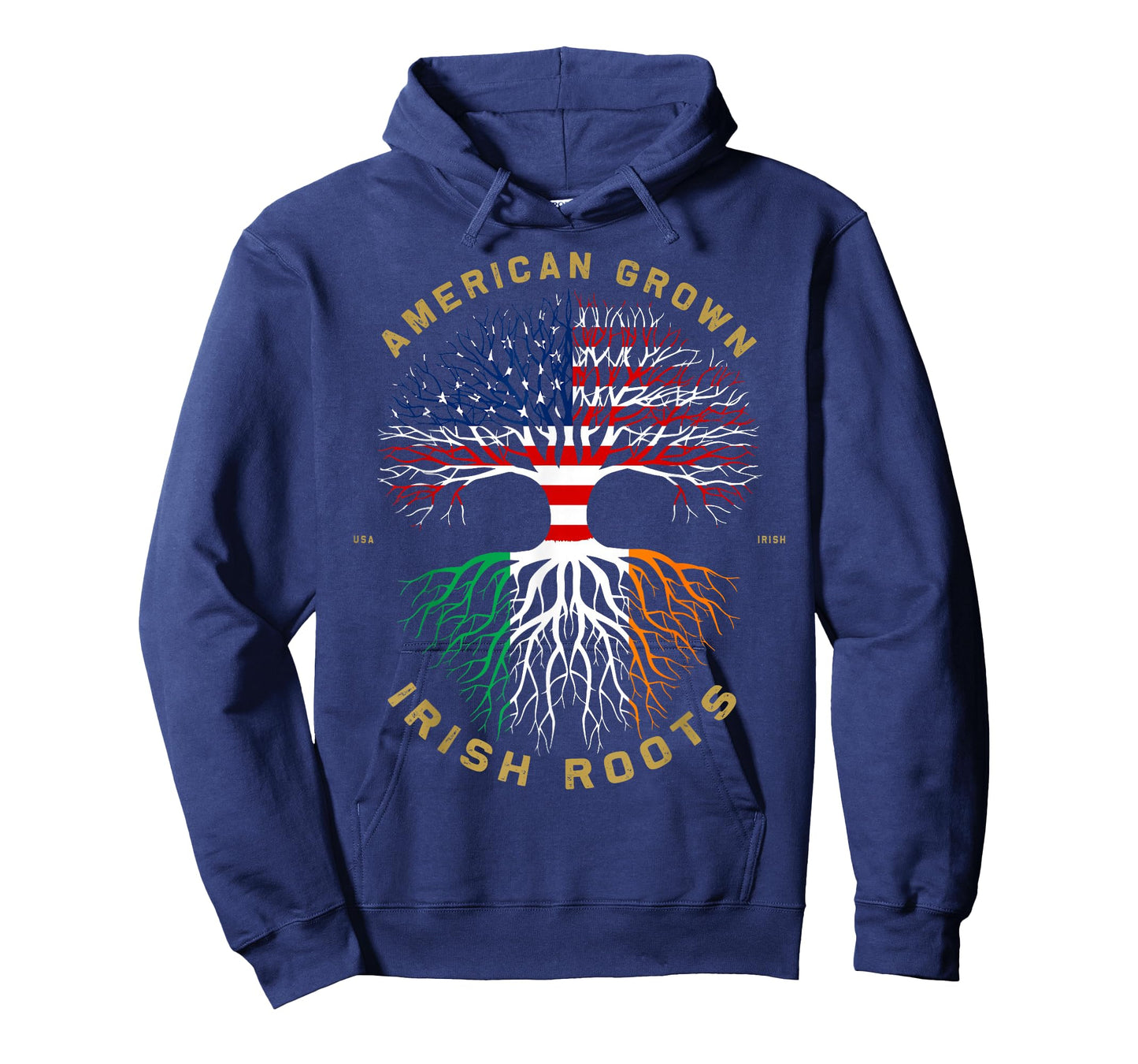 American Grown with Irish Roots Tree USA Flag Unique T-Shirt