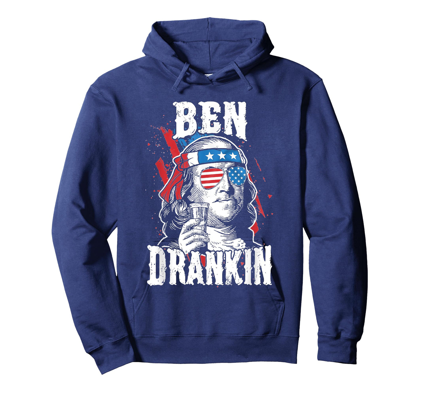 Funny Ben Drankin 4th Of July USA Flag Men Drinking Beer T-Shirt