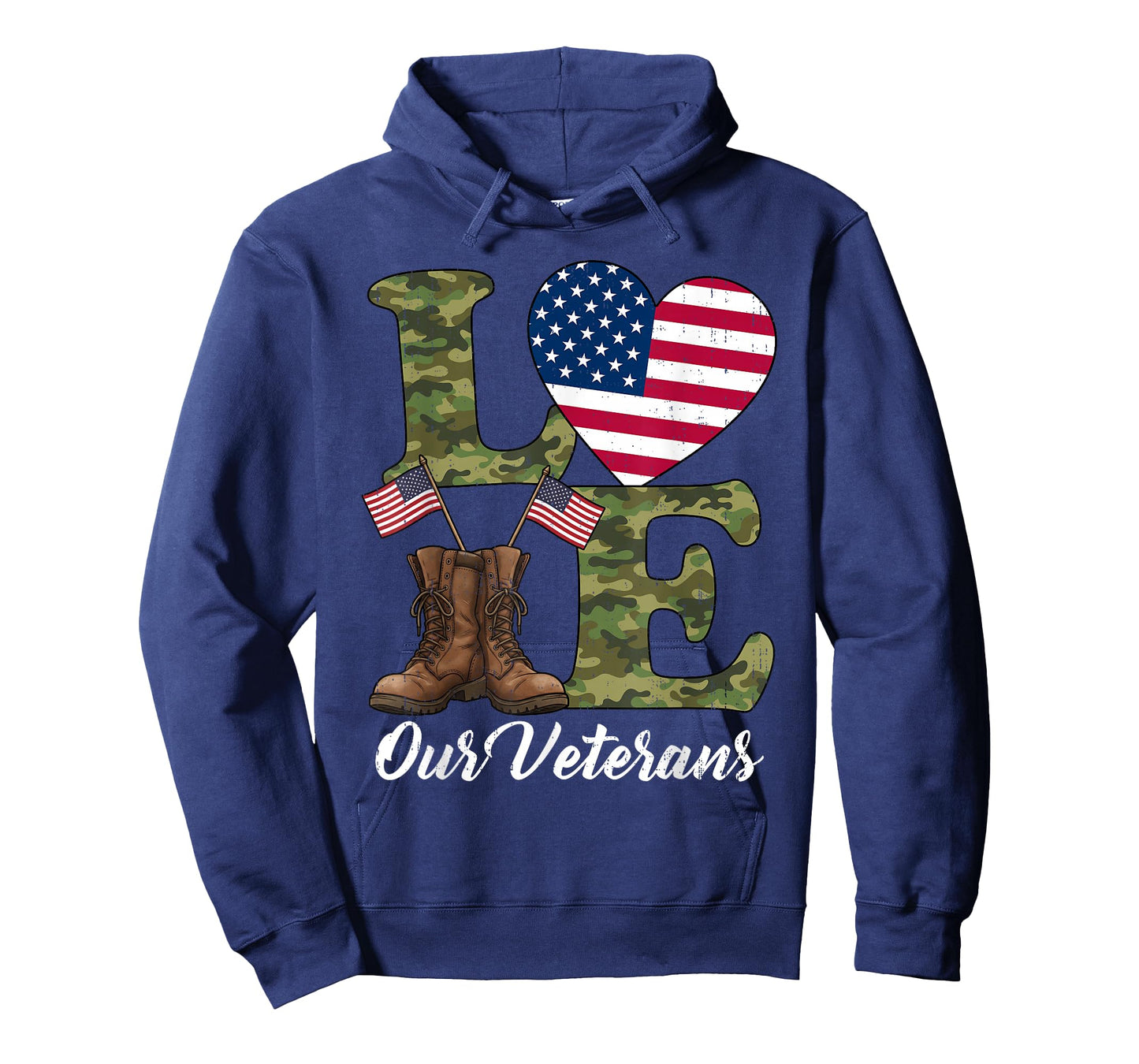 Love Our Veterans USA Flag Heart Patriotic Army Military T-Shirt