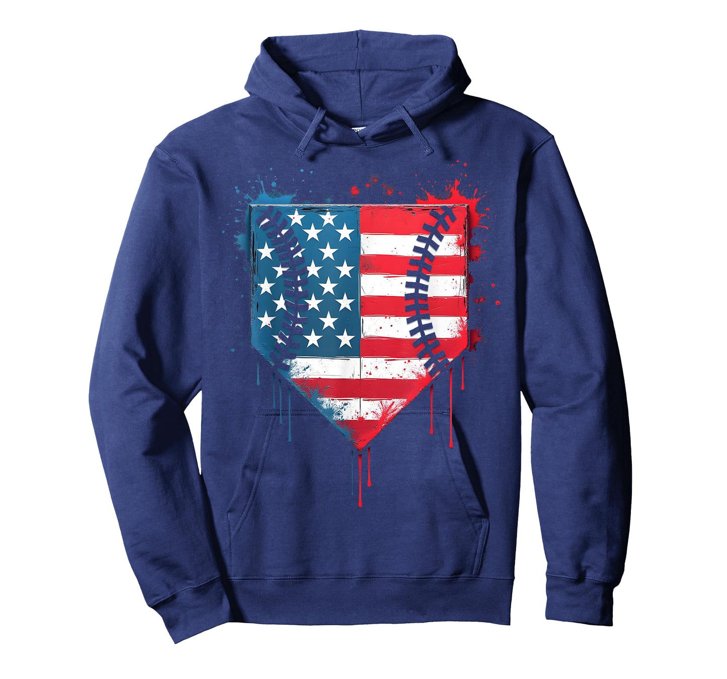 Baseball Drip Boys Kids Ice Cream Patriotic American Flag T-Shirt