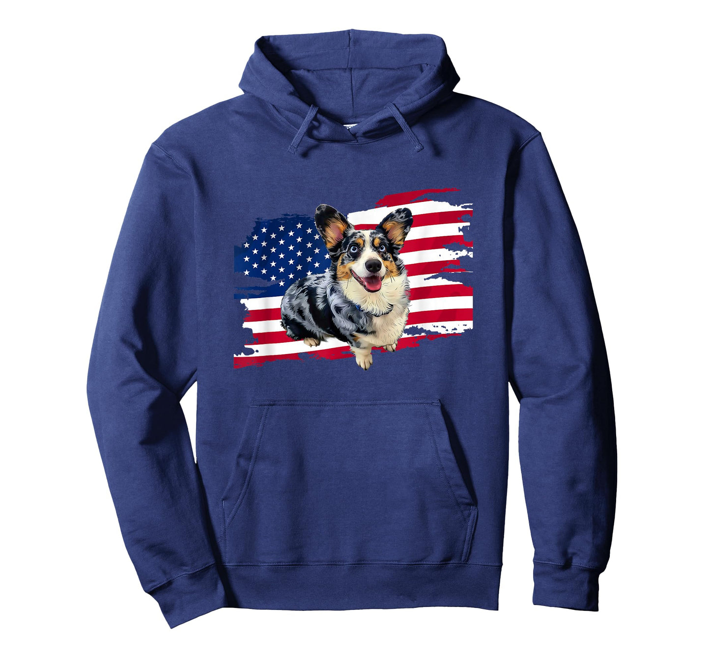 USA Flag 4th of July Fourth Independence Blue Merle Corgi T-Shirt