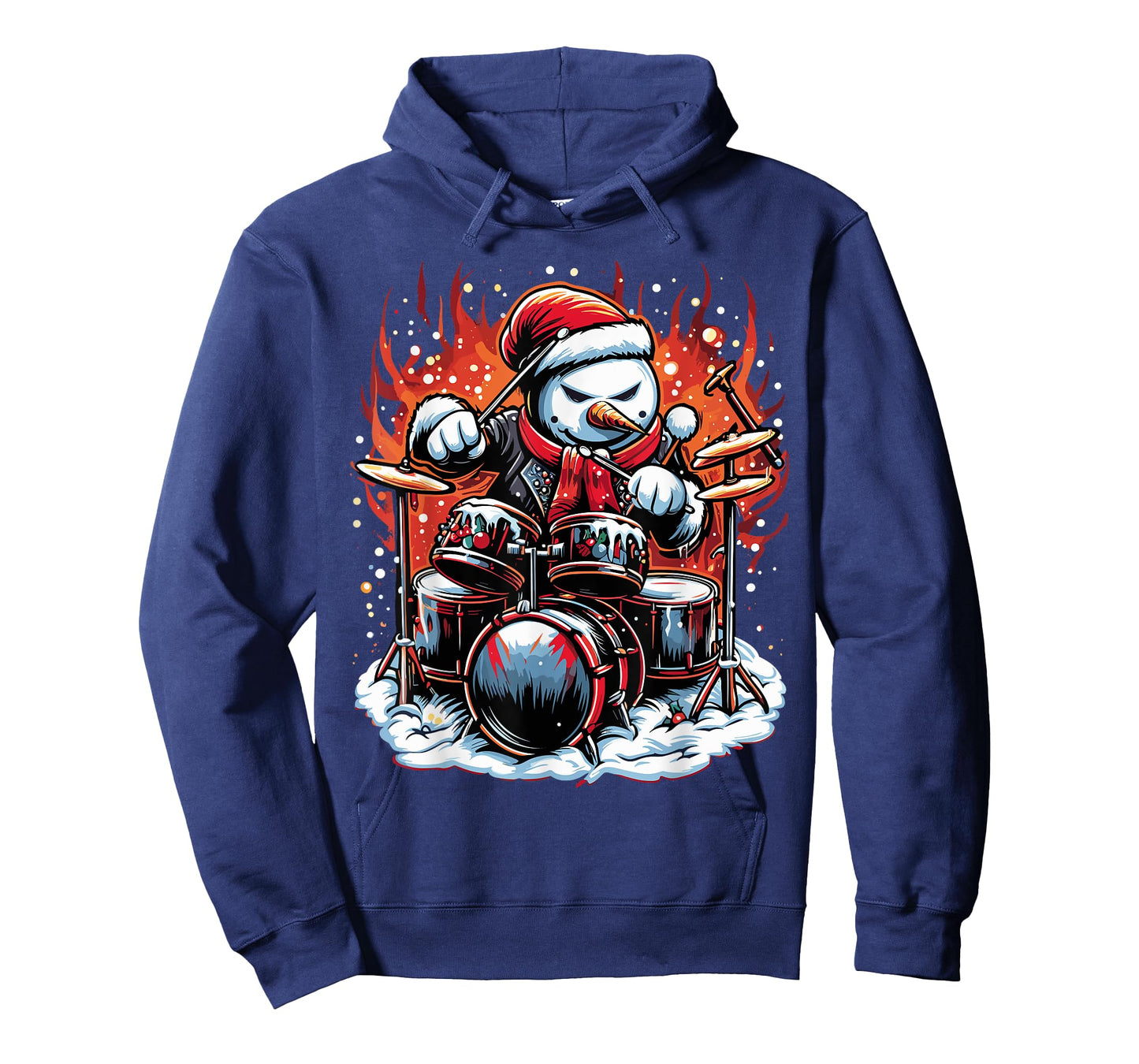 Christmas Rockin' Drums Snowman Drummer Firestorm Graphic T-Shirt