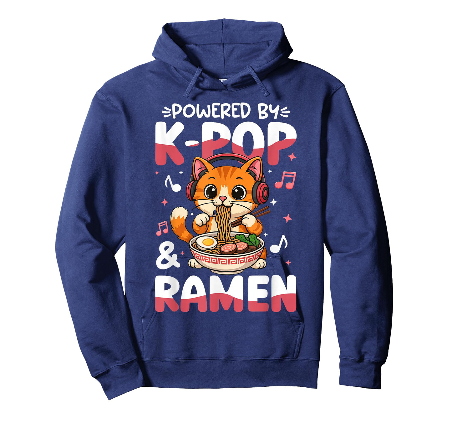 Kawaii Anime Powered by K-Pop and Ramen Cute Kpop Cat Music T-Shirt