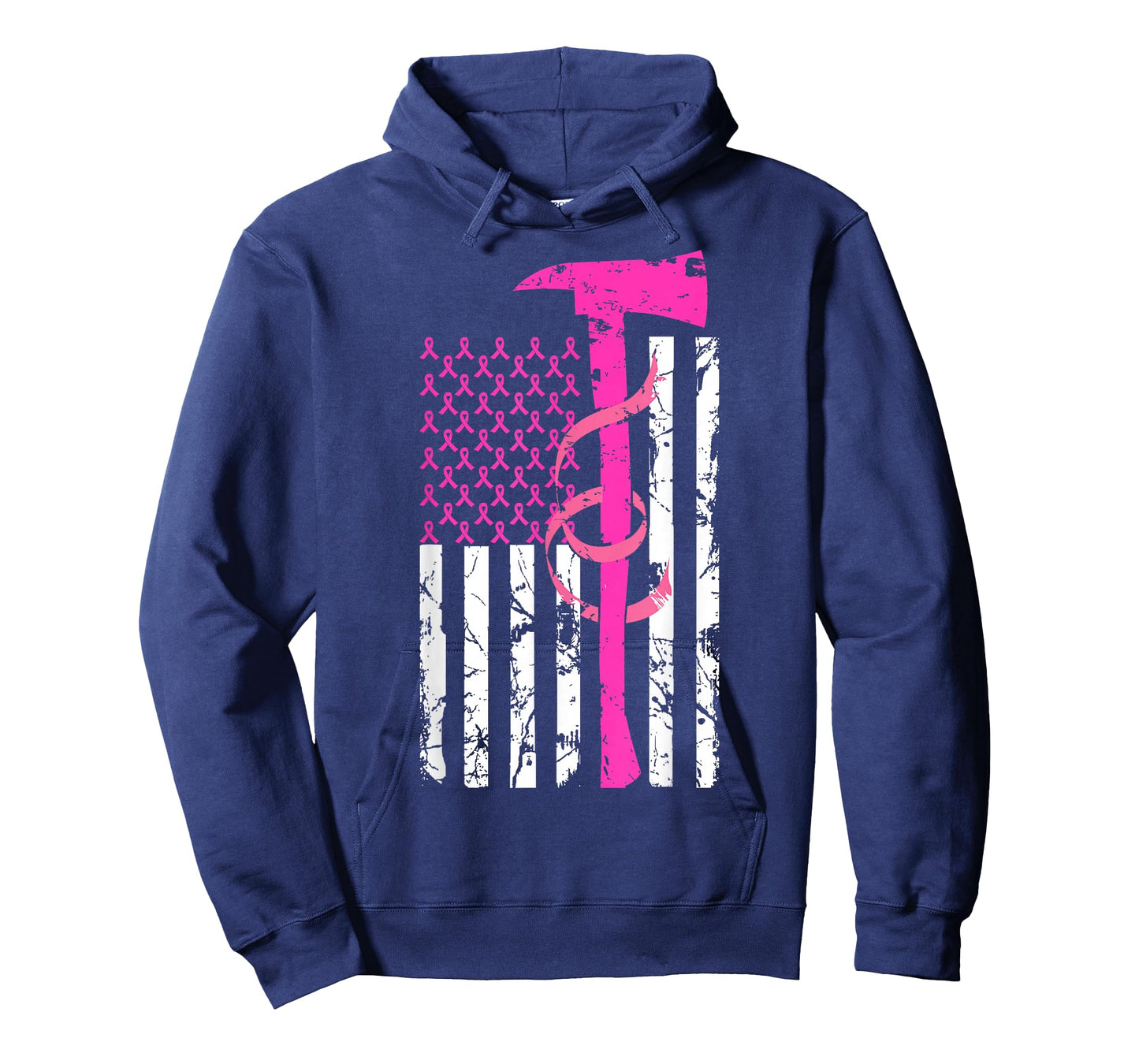 Firefighter Breast Cancer Awareness USA Flag Pink Ribbon T-Shirt