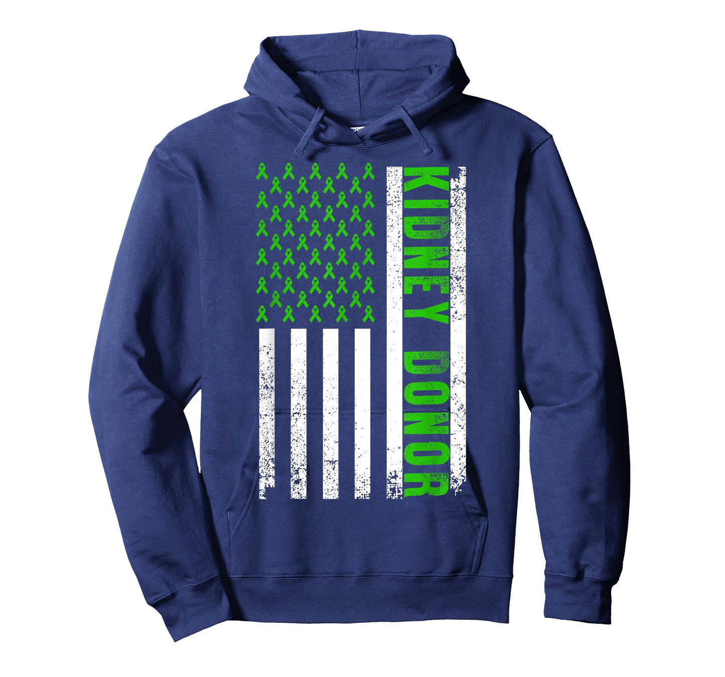 Cute Kidney Donor US Flag Art Kidney Transplant Green Ribbon T-Shirt