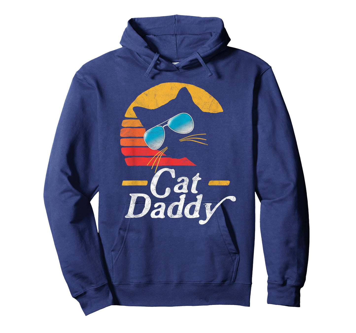 Cat Daddy Vintage 80s Style Cat Retro Sunglasses Distressed T-Shirt