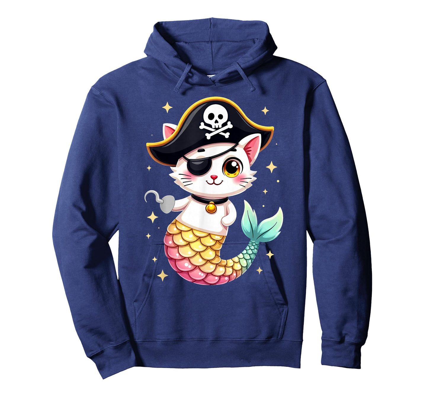Cute Pirate Mermaid Cat Halloween T-Shirt