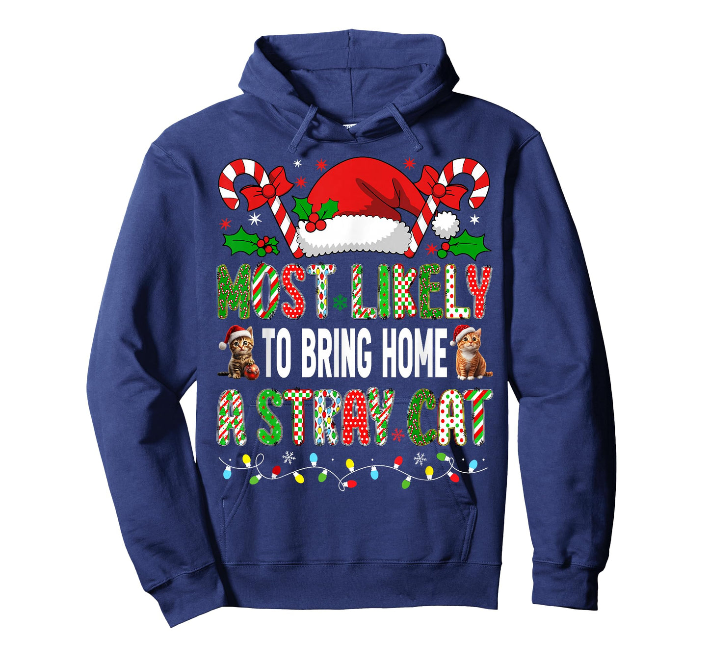HUGvyn Christmas: Most Likely To Bring Home A Stray Cat Xmas T-Shirt