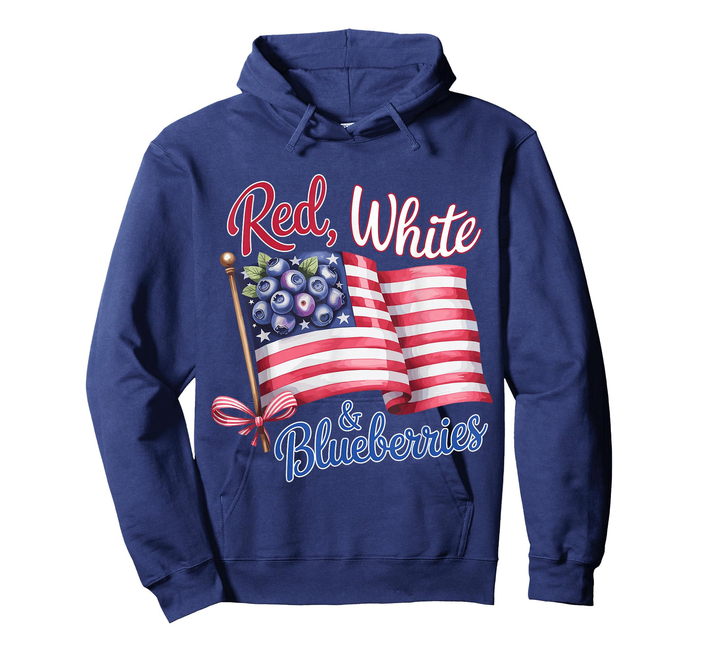 Red White & Blueberries Patriotic Coquette Bow American Flag T-Shirt