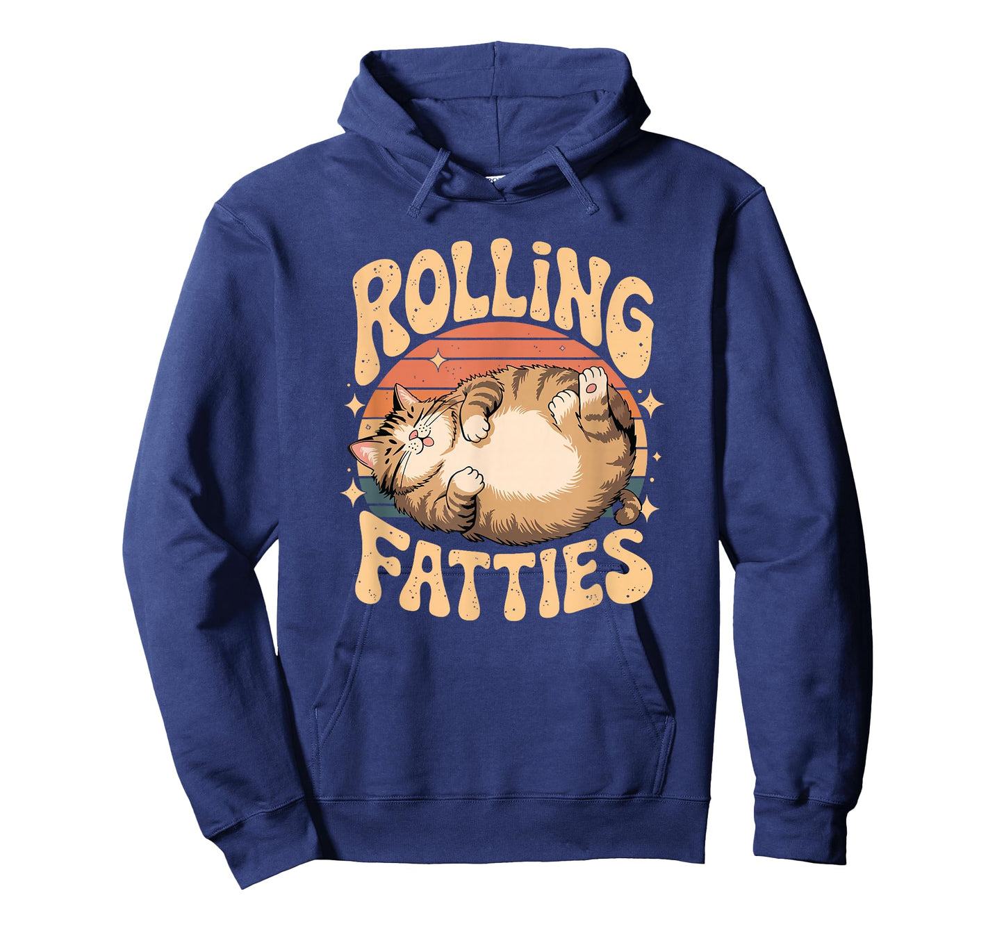 Rolling Fatties Retro Cat Humor Design T-Shirt