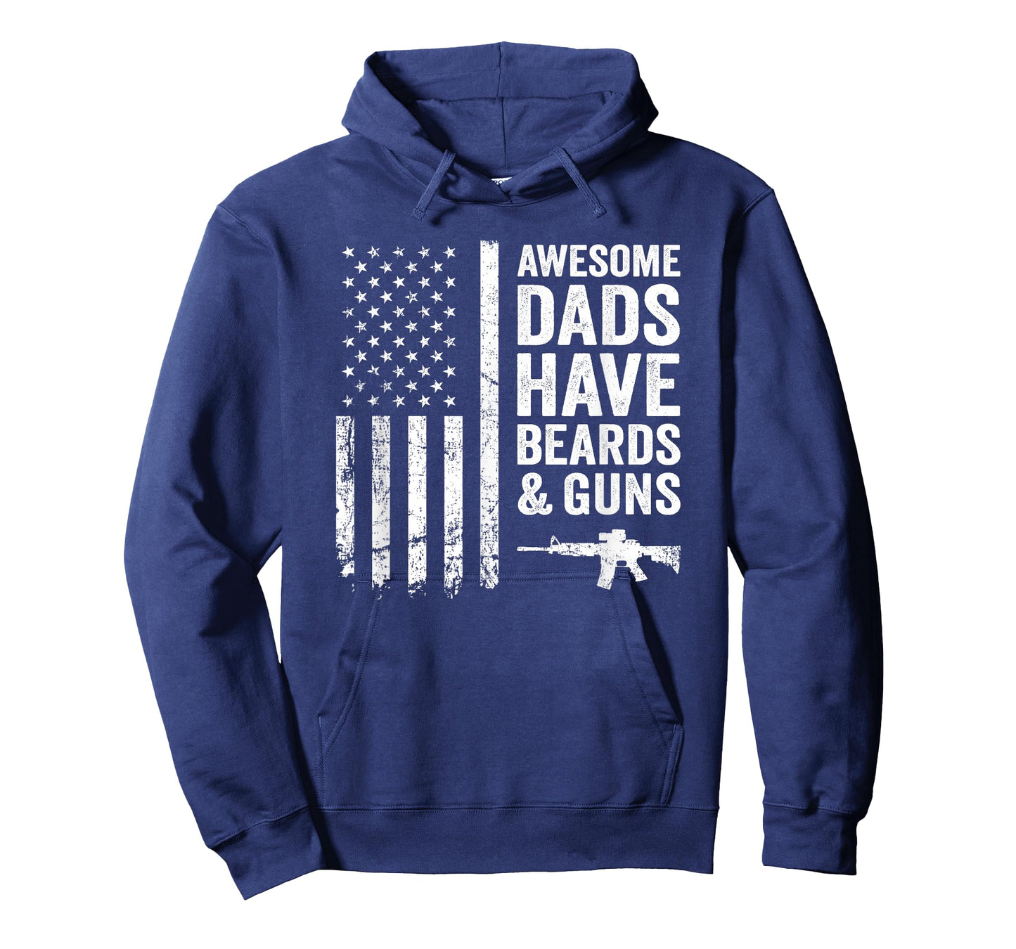Awesome Dads Have Beards & Guns - USA Flag Father Funny Gun T-Shirt