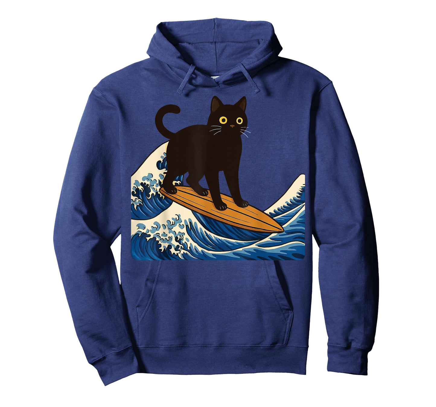 Black Cat Surfing Japanese Wave Japan T-Shirt