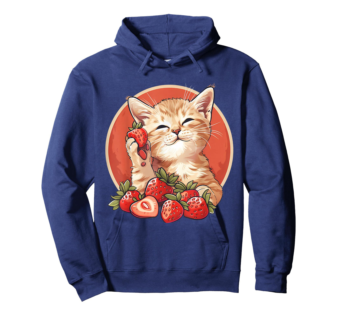 Strawberry Cat Portrait Animal Print Drawing Strawberries T-Shirt