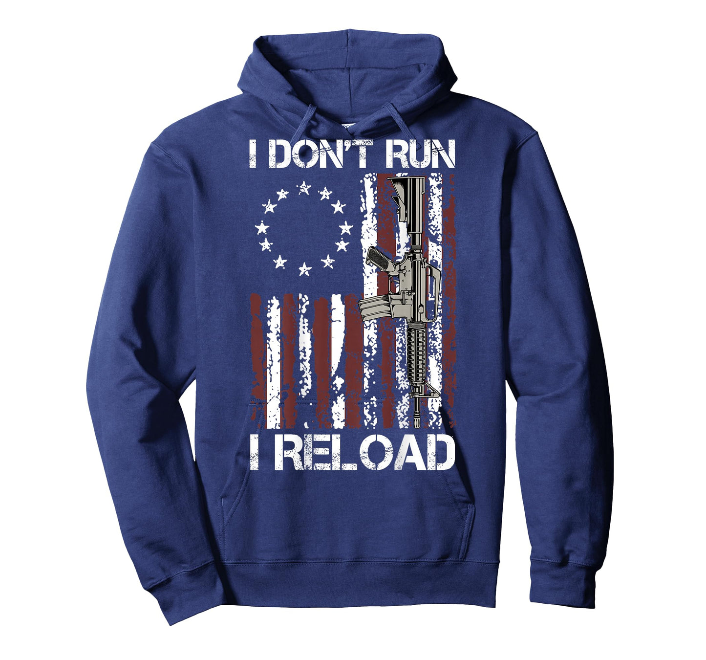 I Don't Run I Reload Gun Flag (on Back) T-Shirt