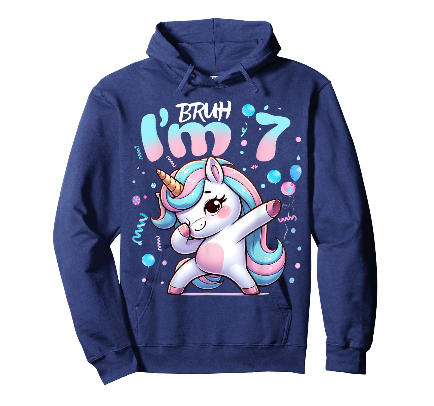 7th Birthday Girl Dabbing Unicorn Bruh I'm 7 Years Old Girls T-Shirt
