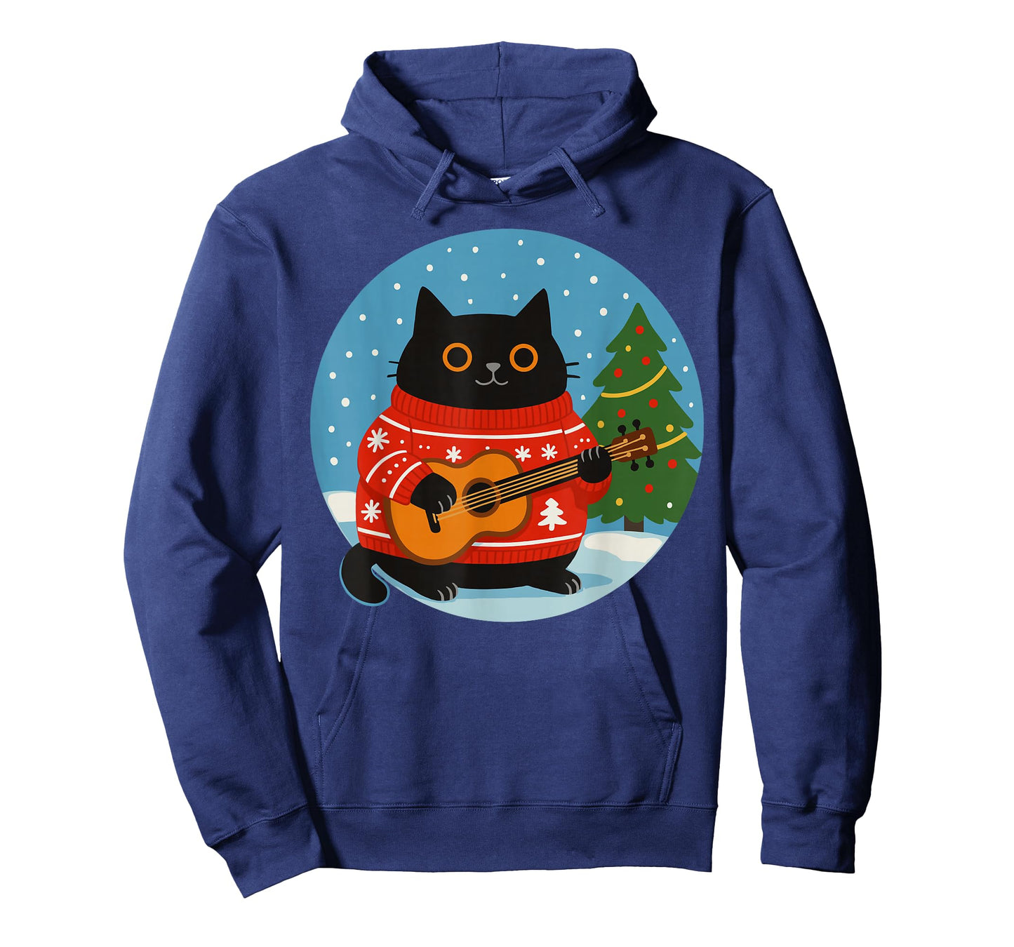Meowy Christmas Guitar Player Men Women Kids Cat Christmas T-Shirt