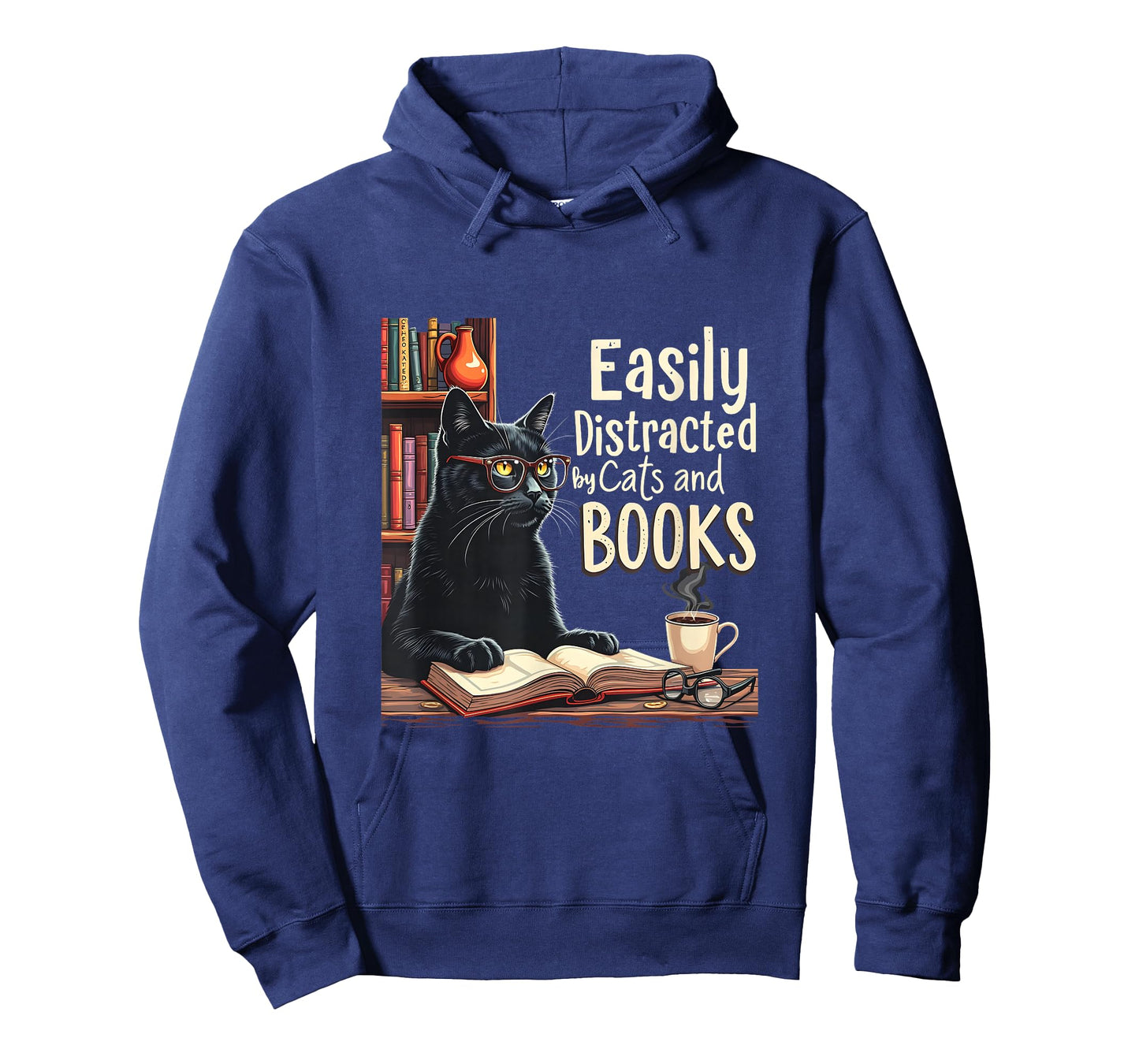 Cats And Books Funny Book & Cat Lover Easily Distracted By T-Shirt
