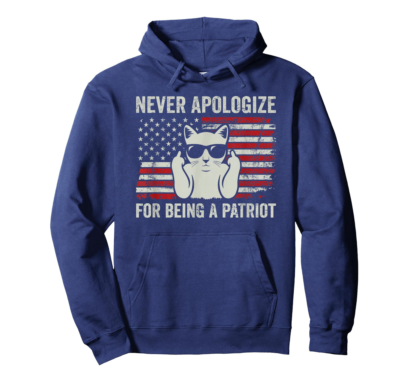 Never Apologize For Being a Patriot, Funny USA Patriotic Cat T-Shirt