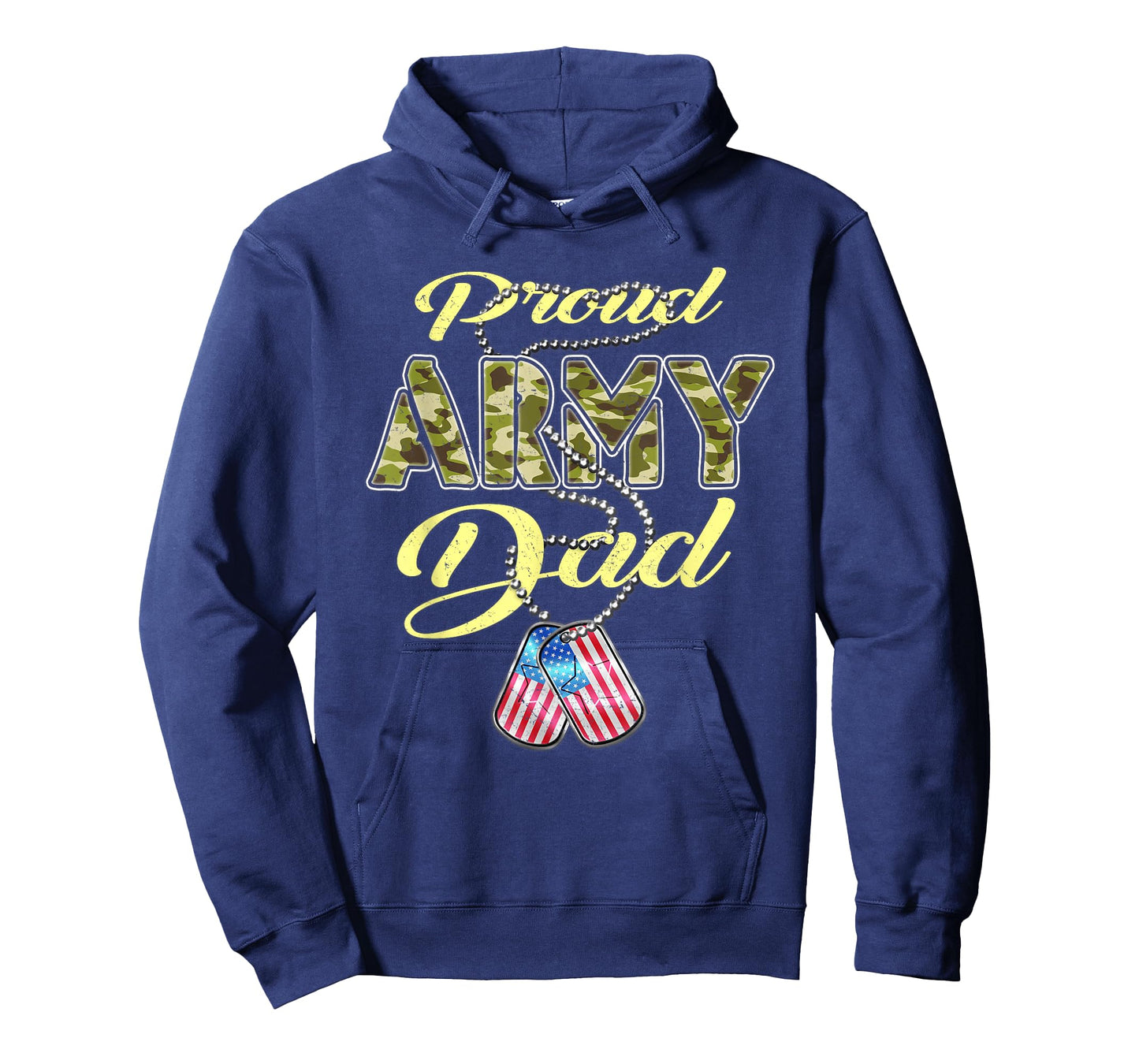 Proud Army Dad US Flag Camo Dog Tags Pride Military Father T-Shirt