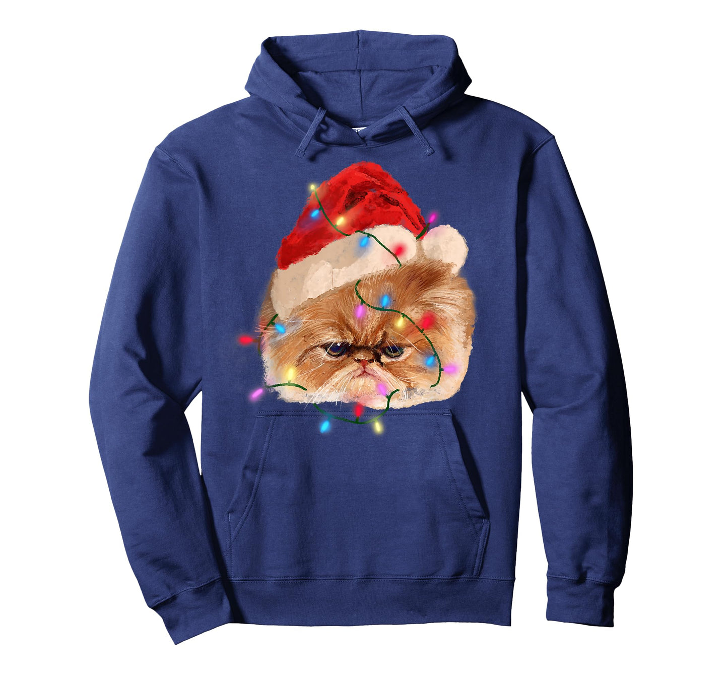 Funny Xmas Persian Cat Christmas Lights Adorable Face Fluffy T-Shirt