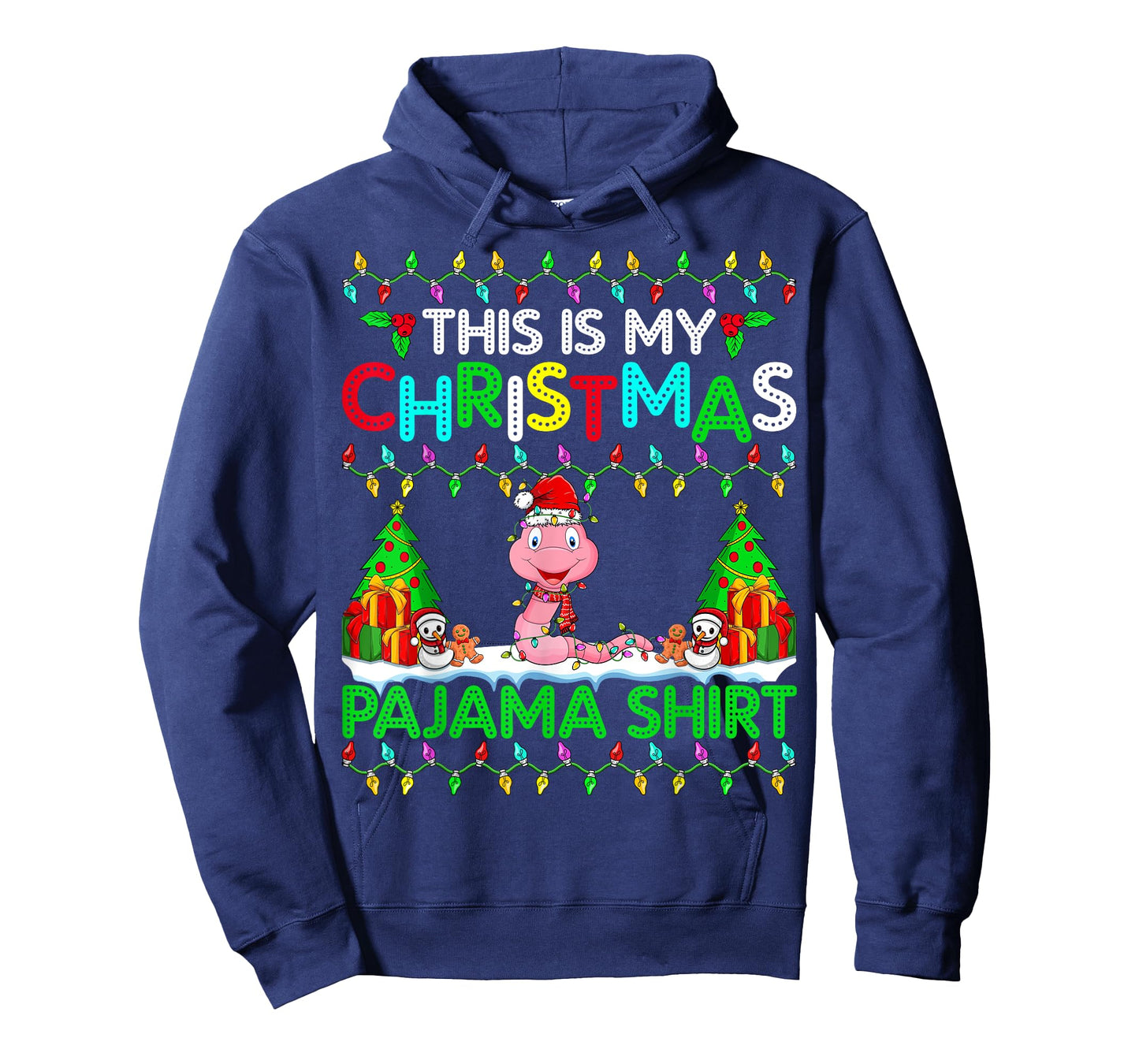 Worm Christmas Xmas Santa Hat Pajama Shirt - Worm Lover T-Shirt