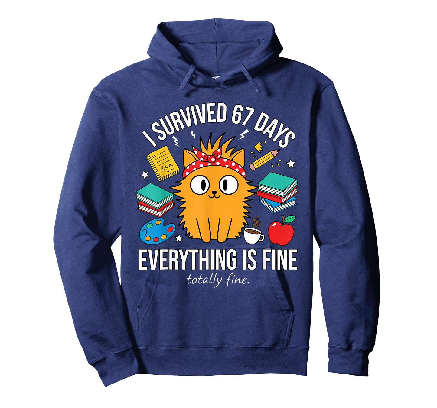 I Survived 67 Days of School Funny Cat Meme Teacher Student T-Shirt