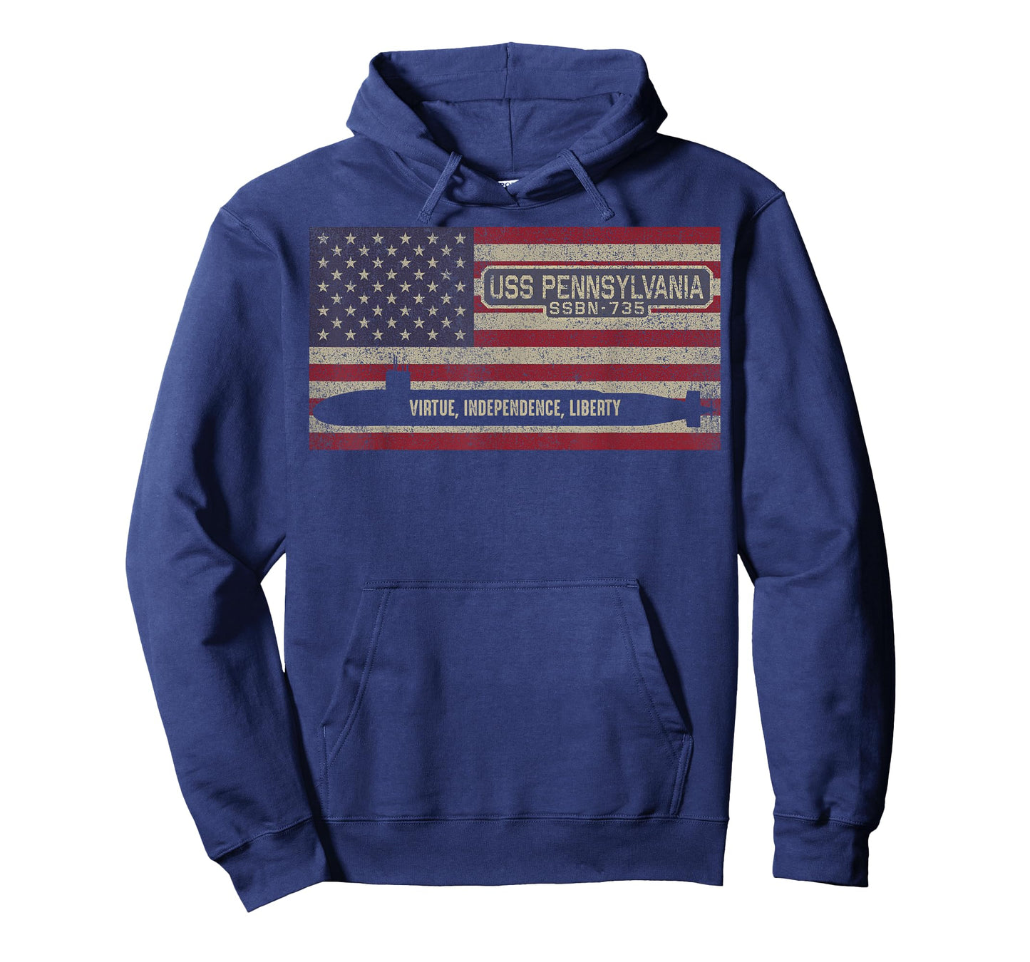USS Pennsylvania SSBN-735 Submarine USA American Flag T-Shirt