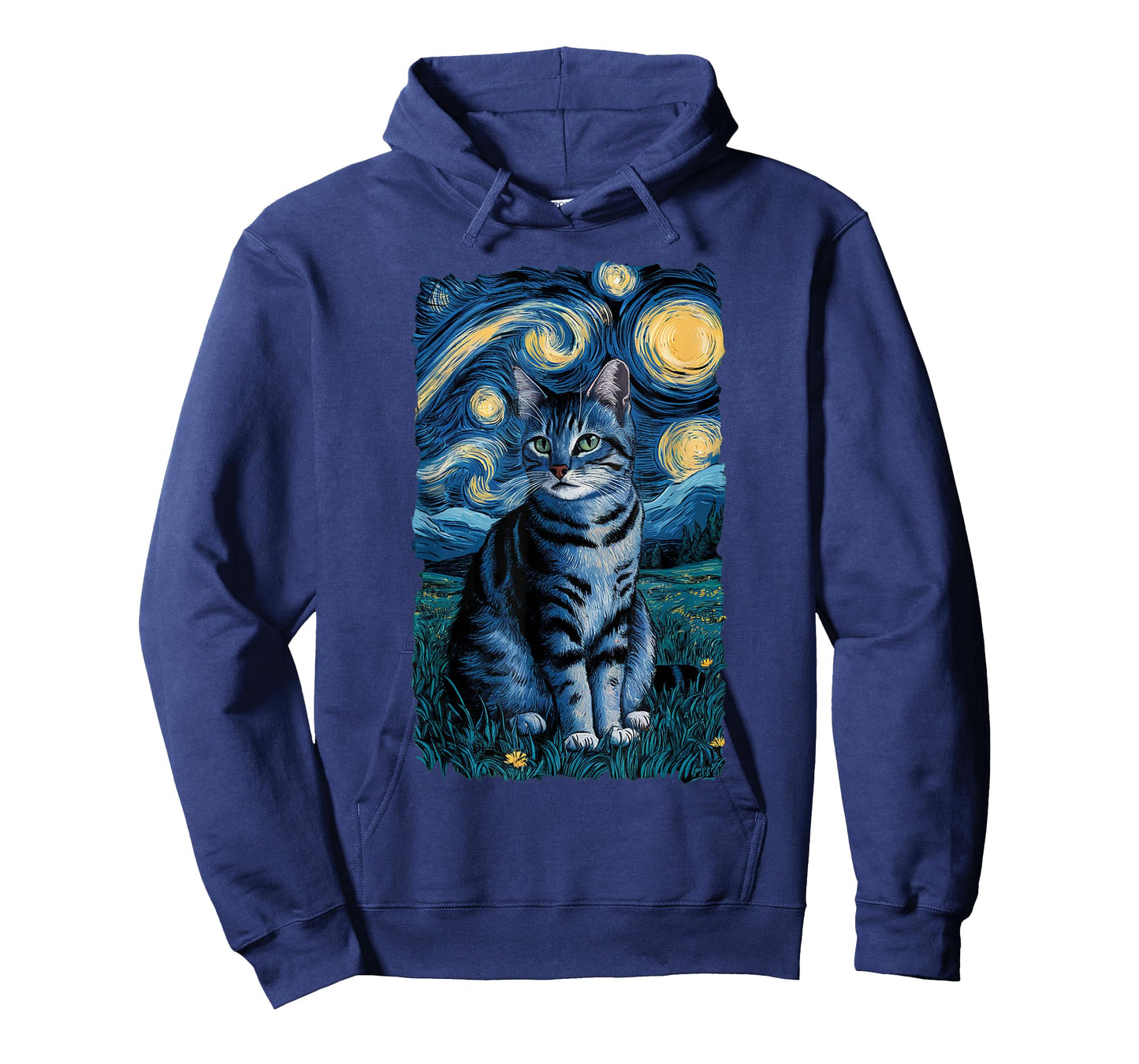 Van Gogh Cat Gifts Tabby Cat Owners Cat Lady Black Men Cat T-Shirt