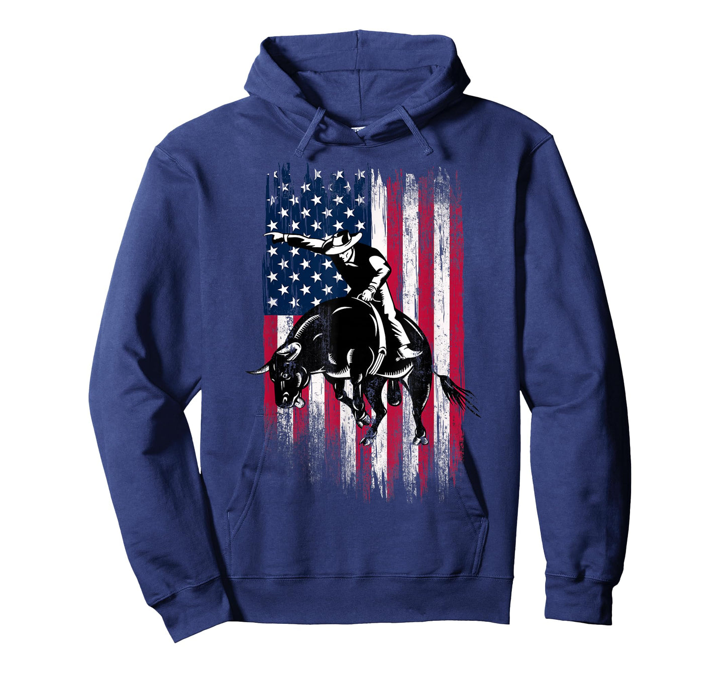 Rodeo Bull Rider Patriotic American Flag Cowboys T-Shirt Small