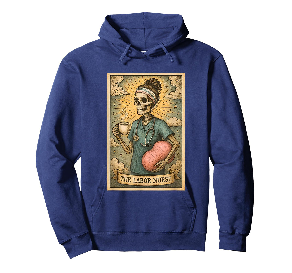 Labor and Delivery Nurse Tarot Card Skeleton Flying Cowgirl T-Shirt