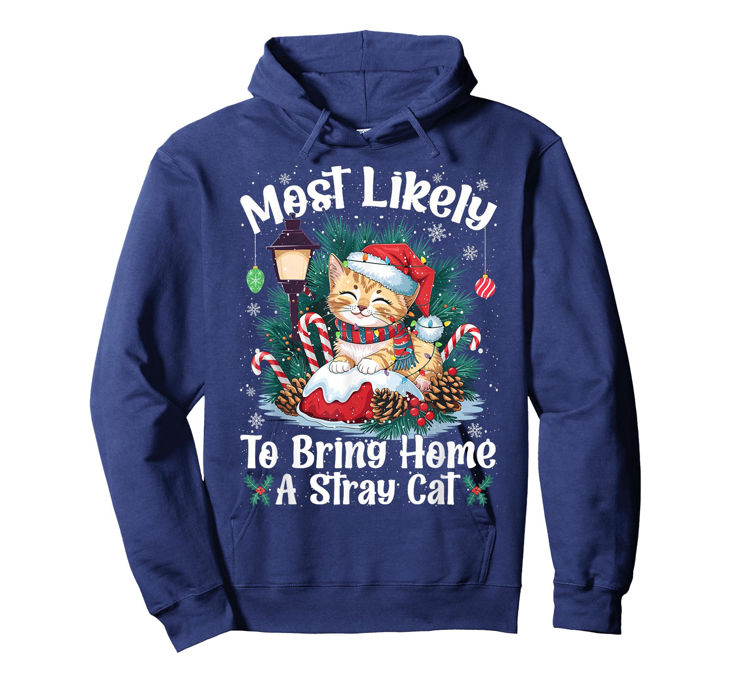 Most Likely To Bring Home A Stray Cat Christmas Pajamas T-Shirt for Men Women Kids