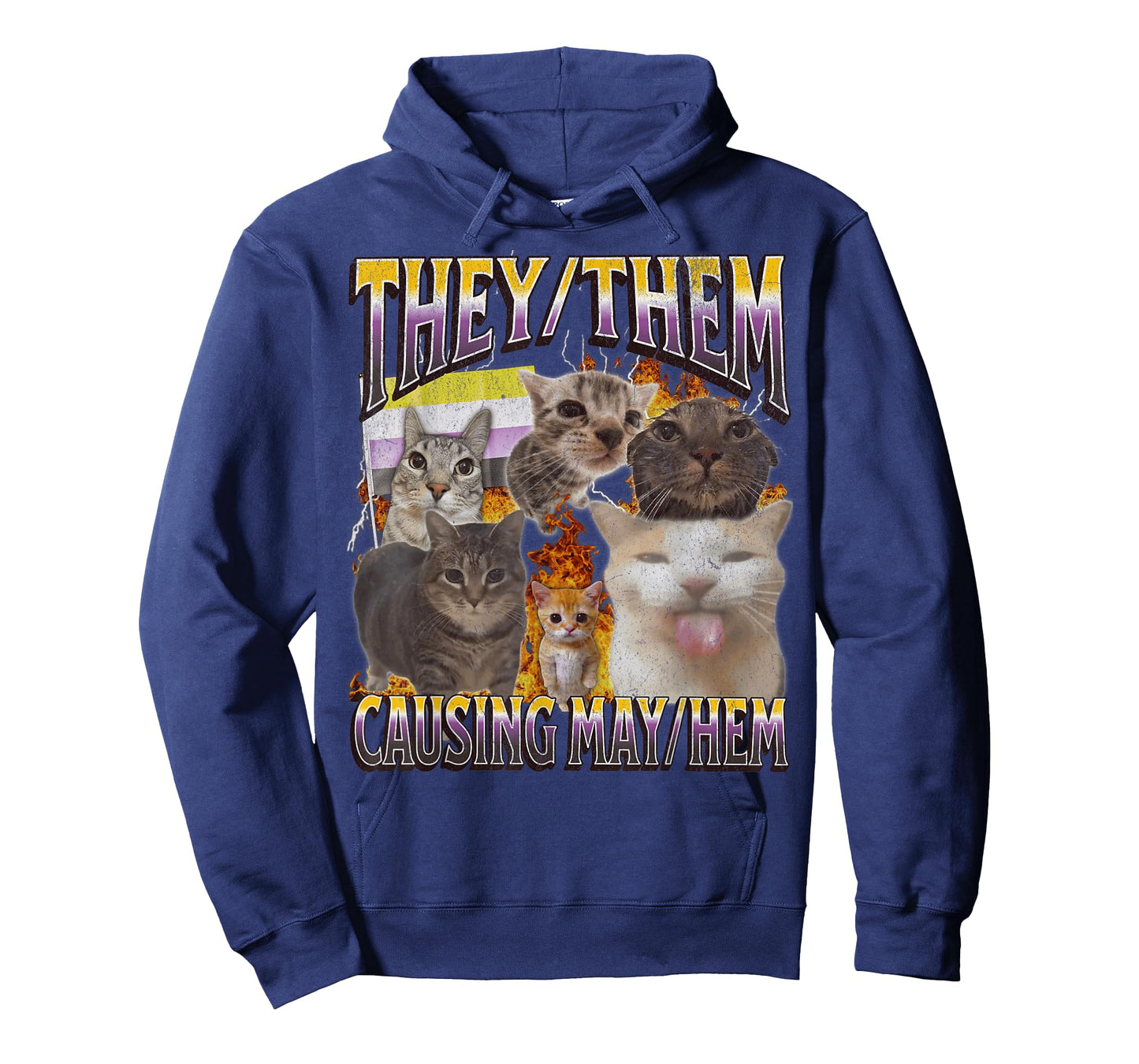 They Them Causing Mayhem Funny Lgbtq Cat Meme Bootleg T-Shirt for Men Women