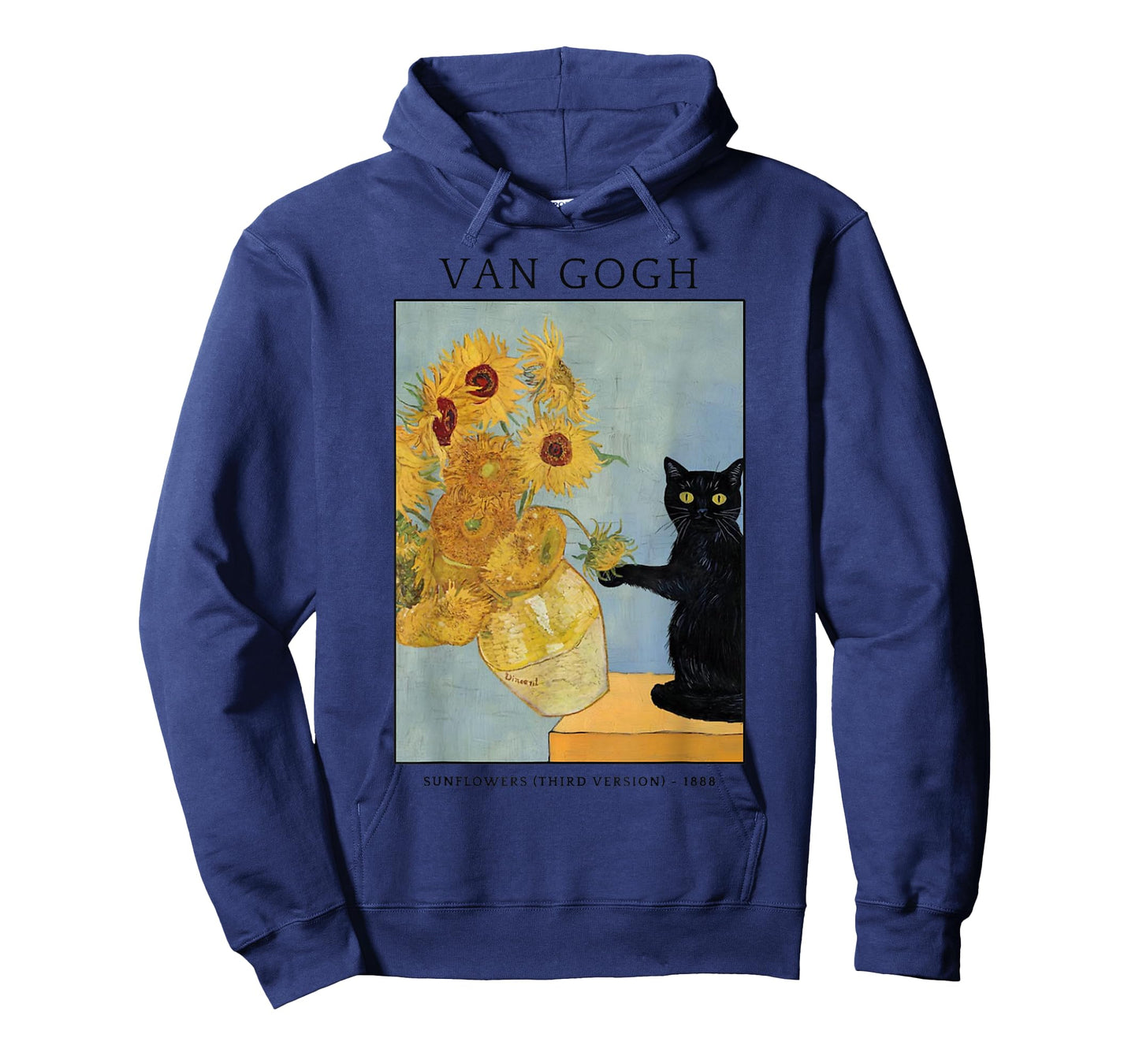 Funny Cat & Sunflowers Van Gogh Art Parody Vintage T-Shirt