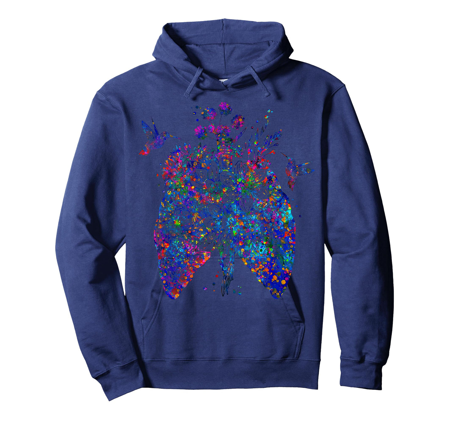 Color Hummingbird Floral Lung Anatomy Pulmonologist RT Nurse T-Shirt