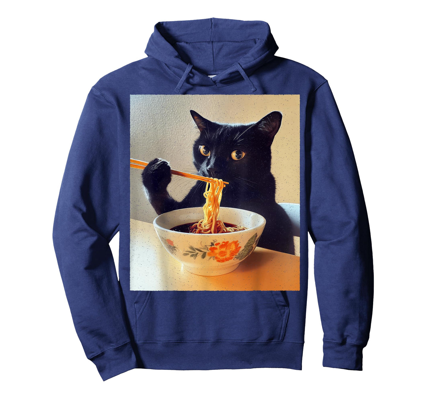Real Ramen Cat โ Eating Japanese Noodles Funny Black Kitty T-Shirt