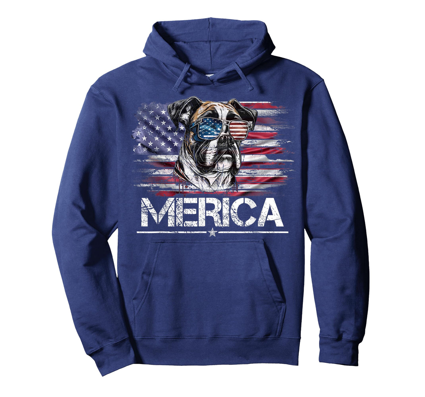Vintage Boxer Dog, Merica Boxer Dog USA Flag Funny Women Kids Men T-Shirt