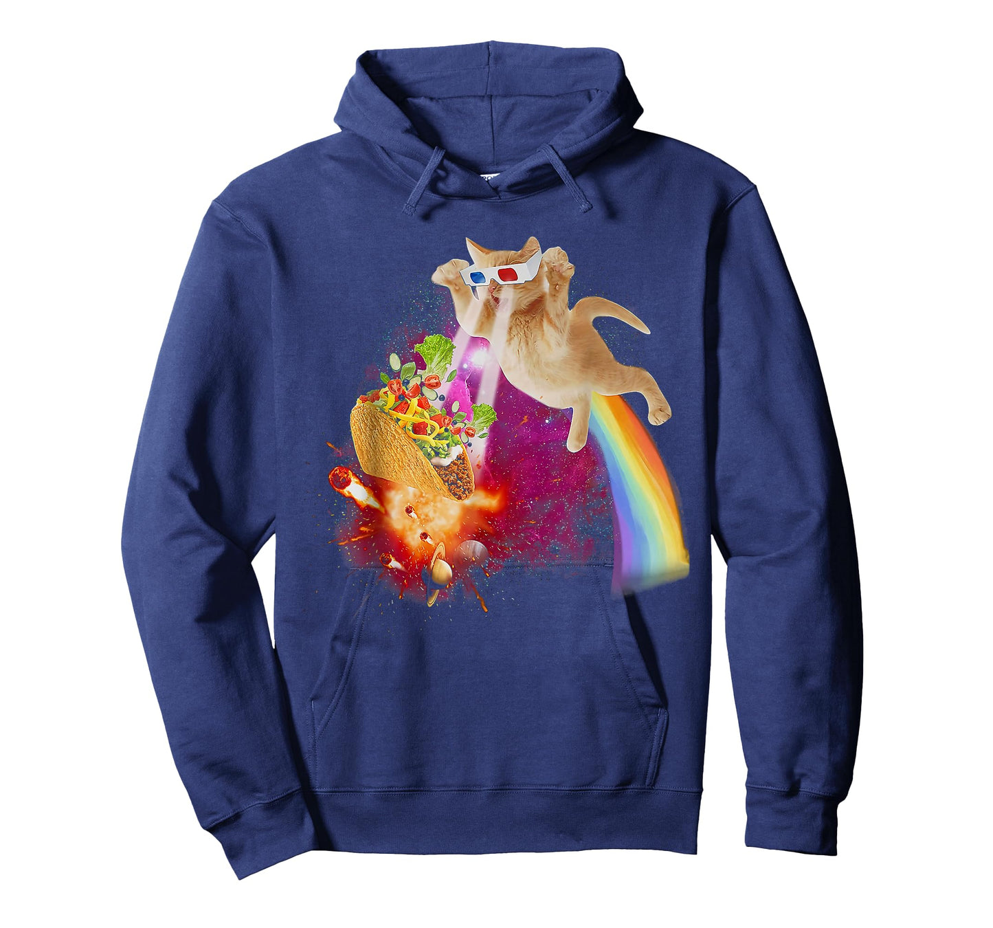 Funny Space Cat Laser Taco Galaxy Kitten Rainbow Cat T-Shirt