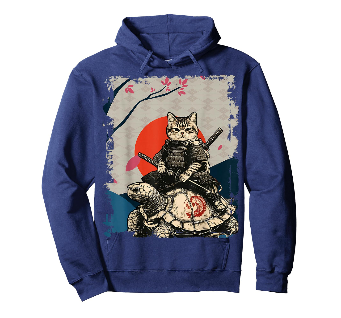Japanese Ninja Art and Japan Samurai Cat on Turtle T-Shirt