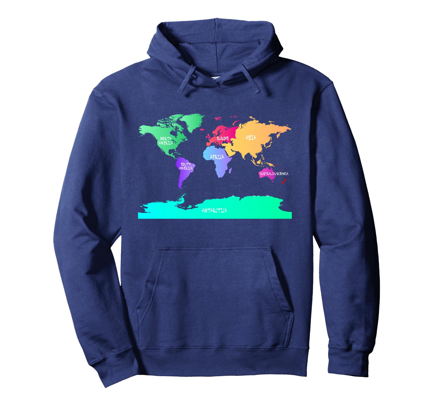 World Map of All Seven Continents T-Shirt Long Sleeve T-Shirt