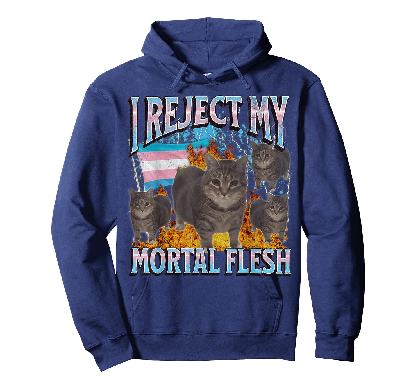 I Reject My Mortal Flesh Funny Trans Lgbtq Cat Meme Bootleg T-Shirt for Men Women