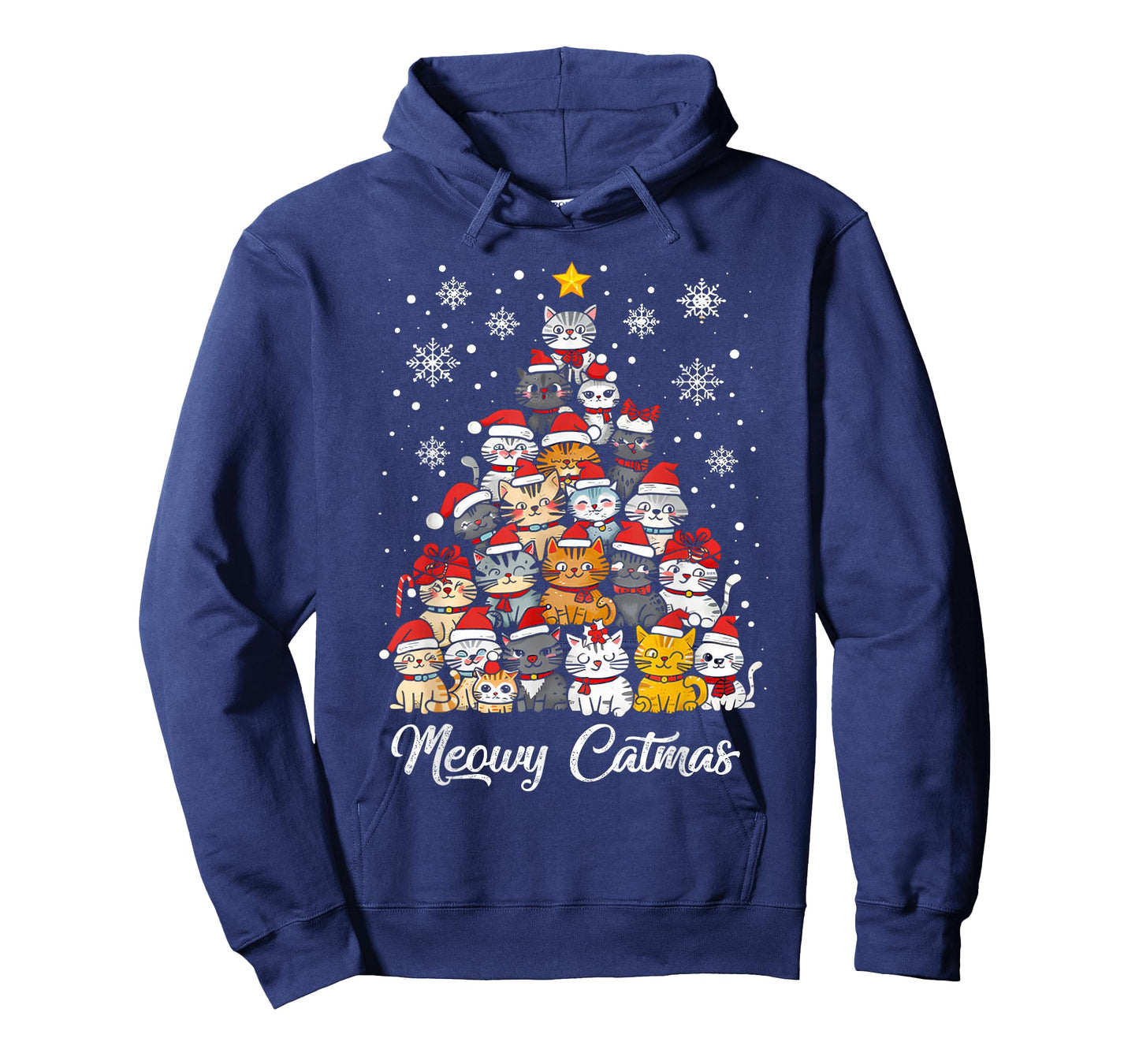 Meowy Catmas Cat Christmas Tree Xmas Girls Boys Funny Santa T-Shirt
