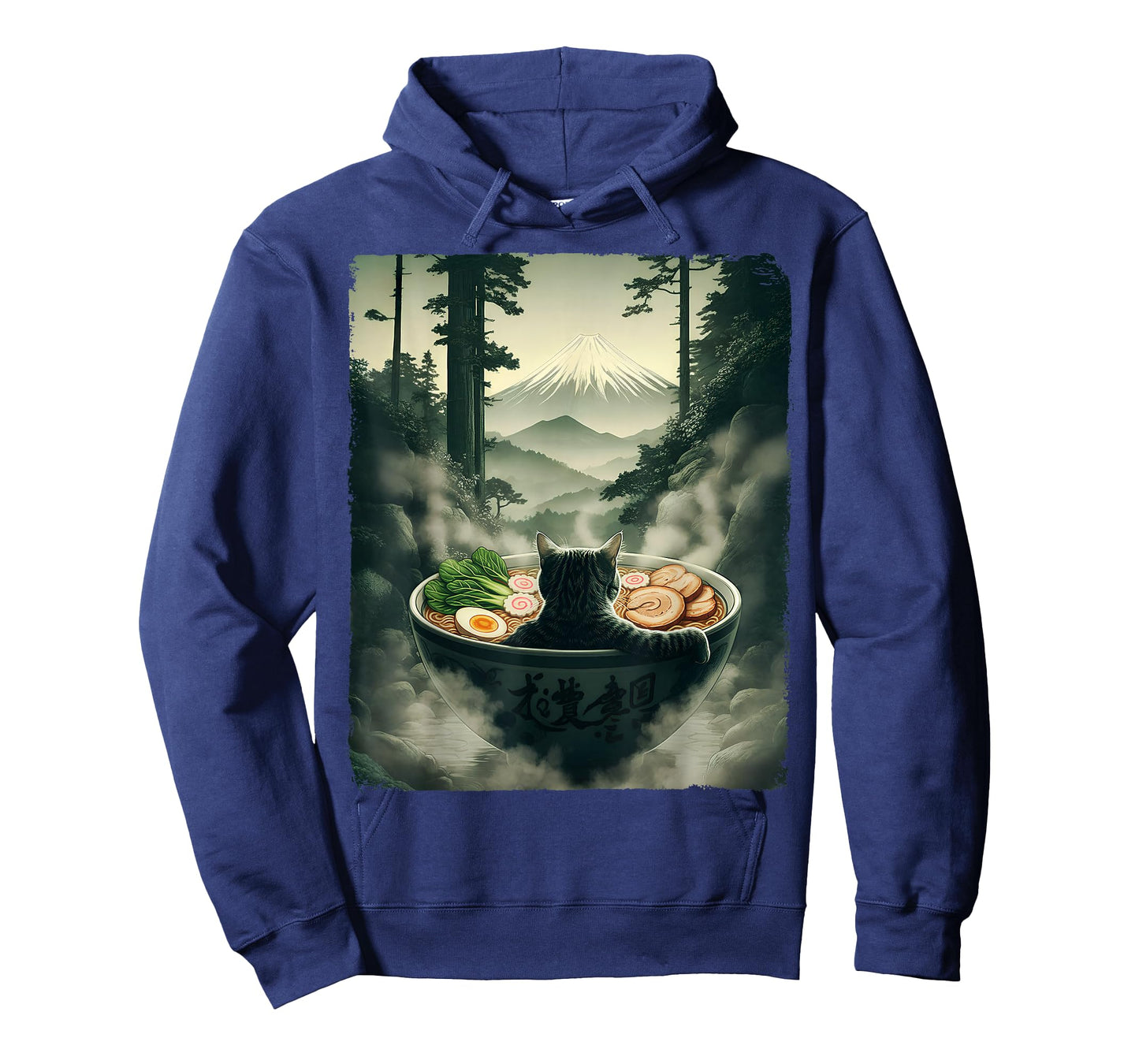 Cat Ramen Mount Fuji Zen Aesthetic Funny Japanese Graphic T-Shirt