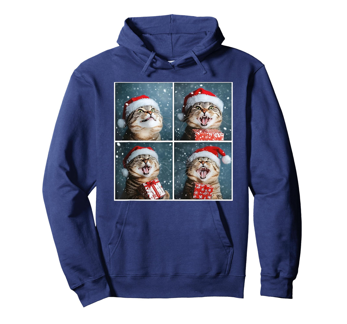Winter Tabby Cat In Santa Hat Funny Christmas Cat T-Shirt