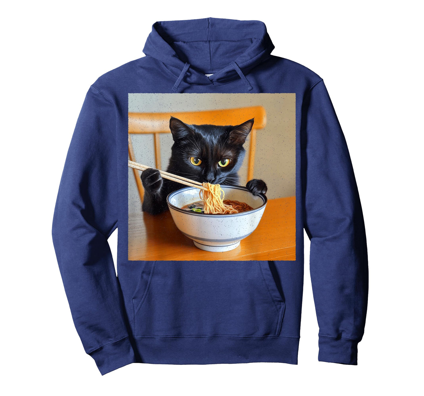 Real Ramen Kitty โ Eating Japanese Noodles Funny Black Cat T-Shirt