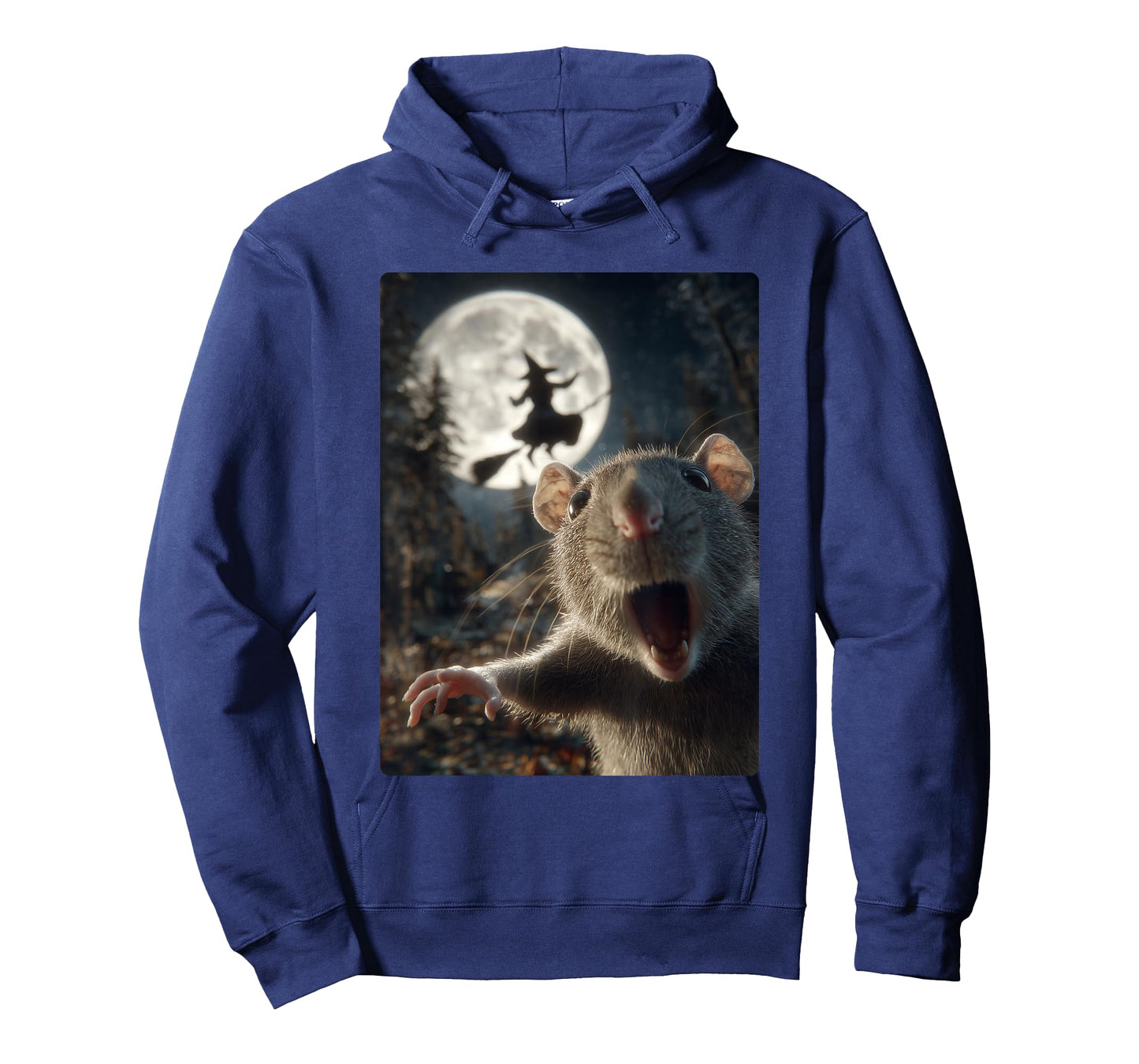 Funny Rat Selfie Full Moon Flying Witch Forest Halloween T-Shirt
