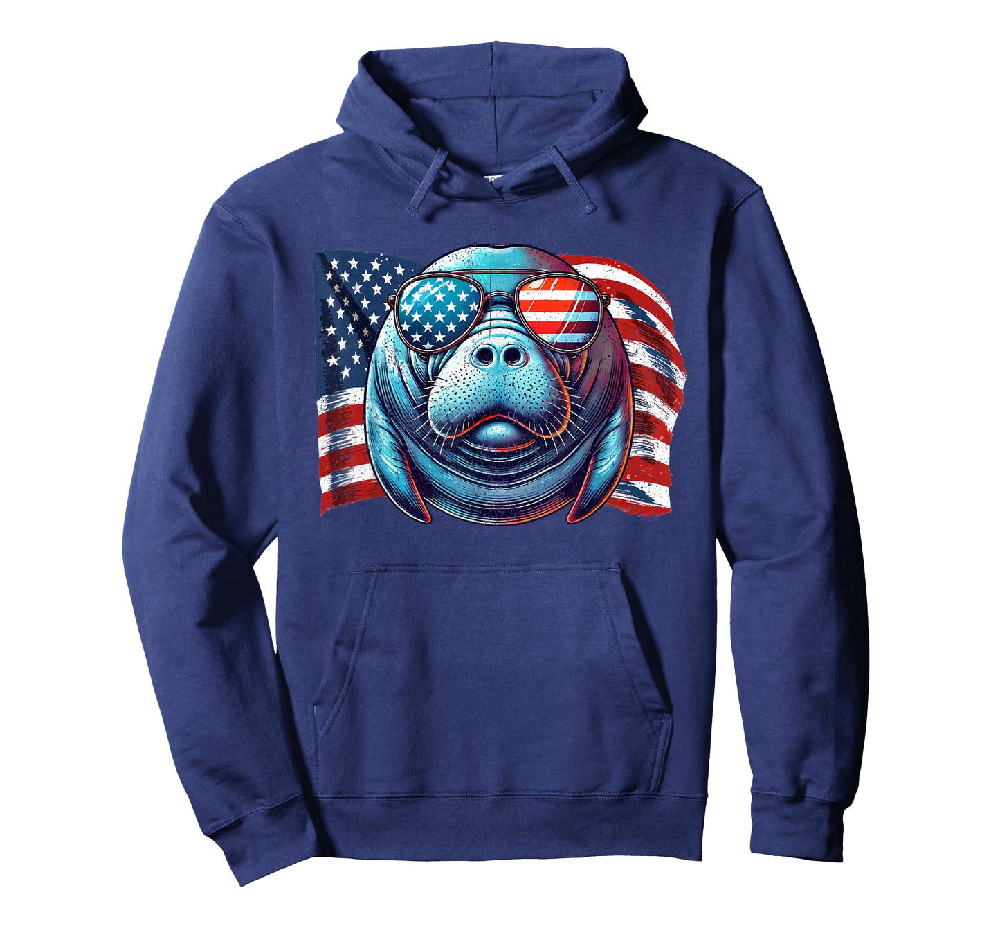 Vintage Manatee USA Flag Animals Lovers Patriotic Sunglasses T-Shirt