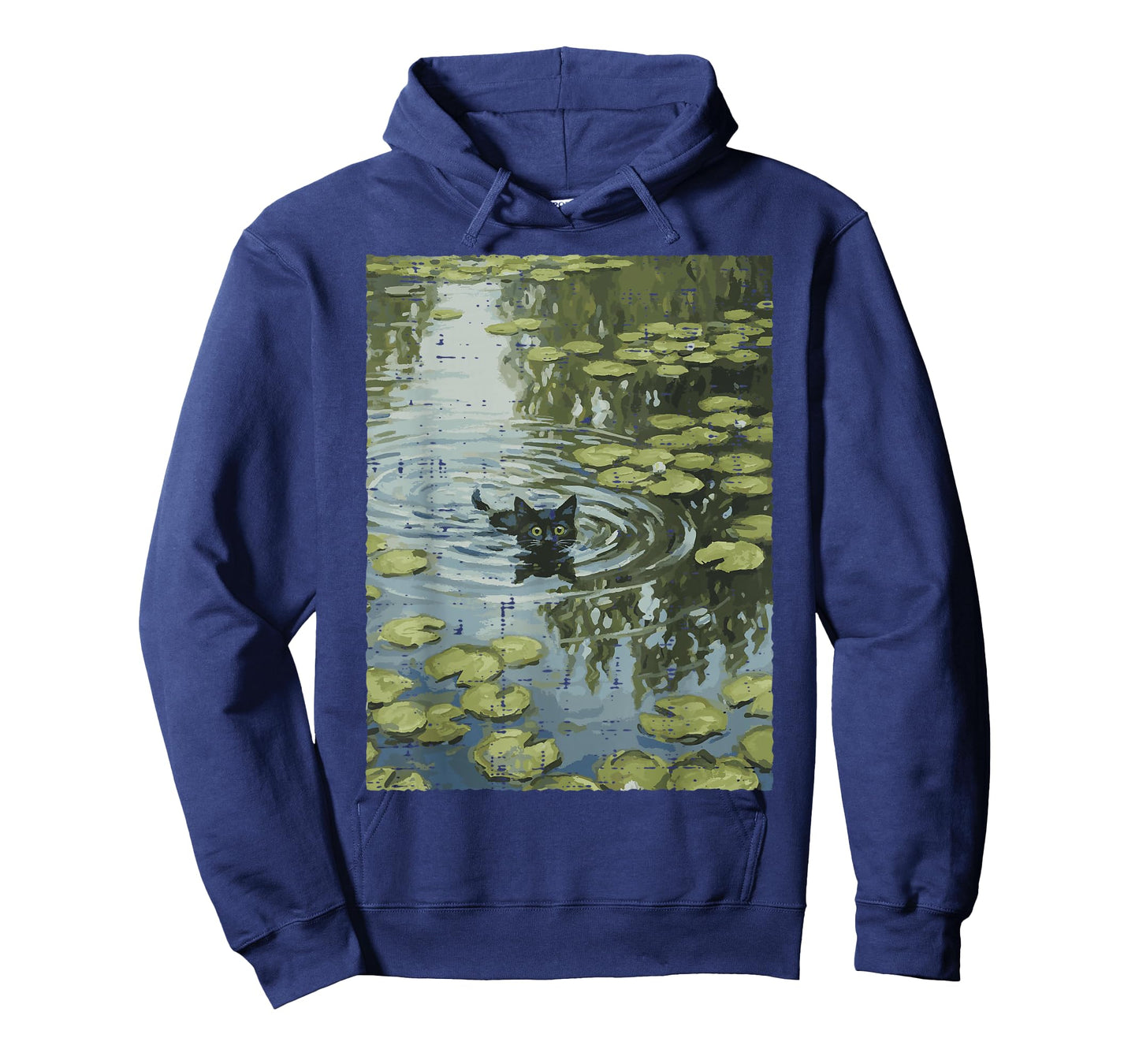Black Cat Monet Water Lilies Kitten Painting Women Men Kids T-Shirt