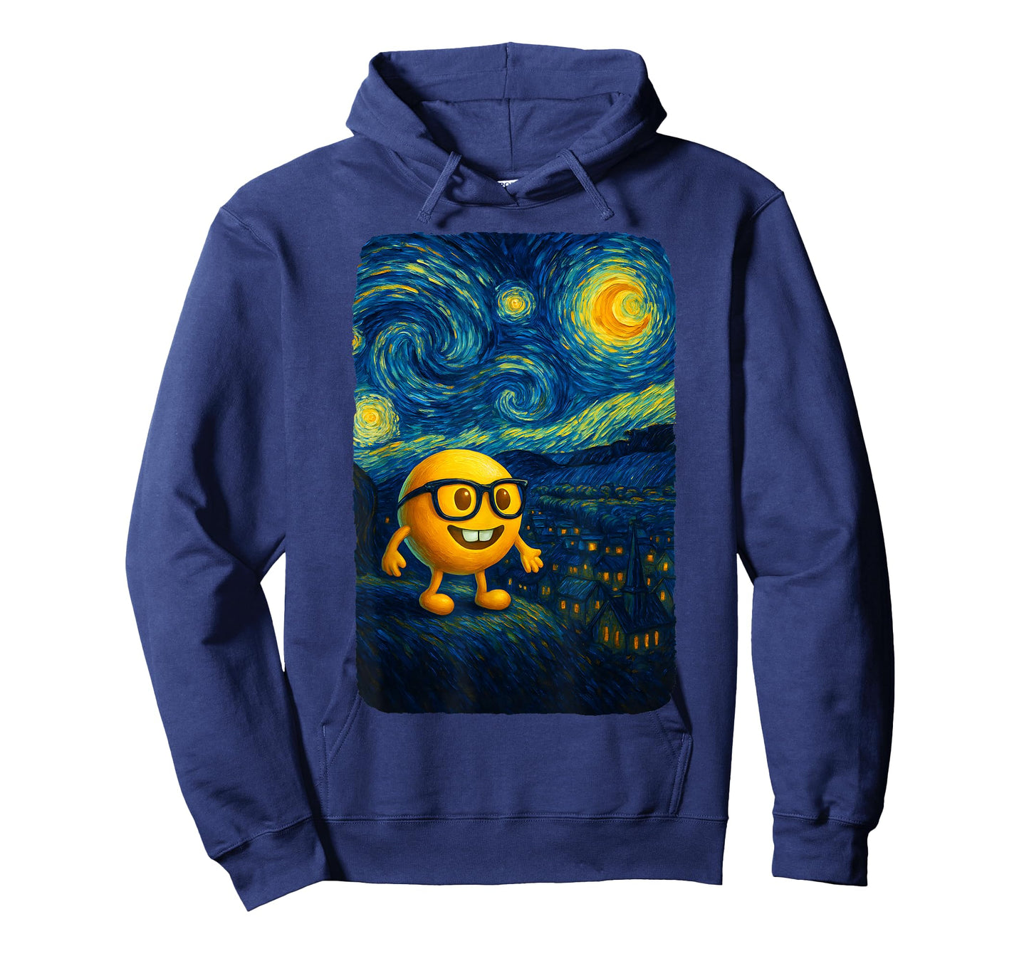 Nerd Glasses Buckteeth Emoticon Starry Funny Night Van Gogh T-Shirt