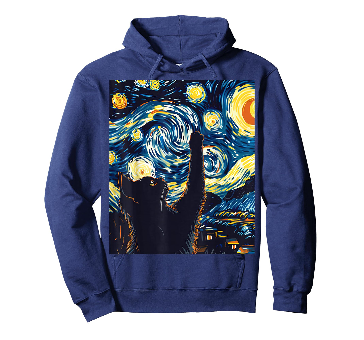 Cute Cat Van Gogh Style Starry Night Art T-Shirt
